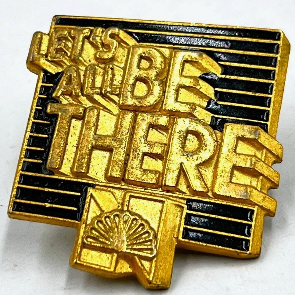 Vintage NBC‎ TV Promo Pin Let's All Be There Gold Tone Enamel Peacock Logo Badge